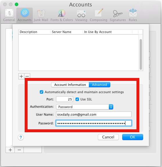 changed gmail imap account password and outlook for mac 2017 does not update